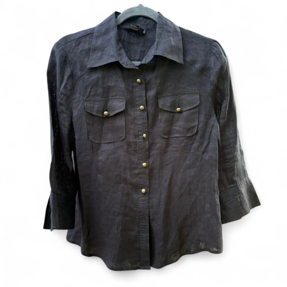 Tracy M Tops - Black Button-Up Shirt
